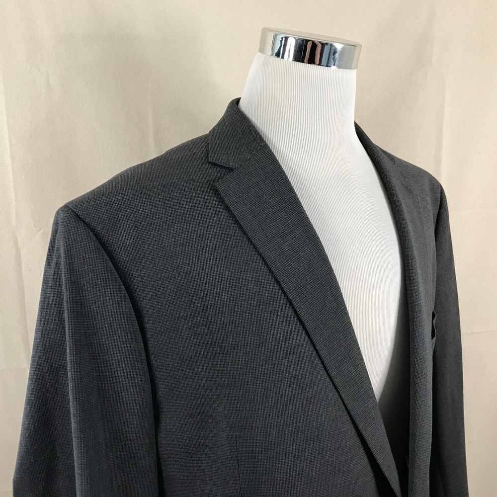 Shaquille O'Neal 52R Sport Coat Poly Blend Gray Check Two Button Vented
